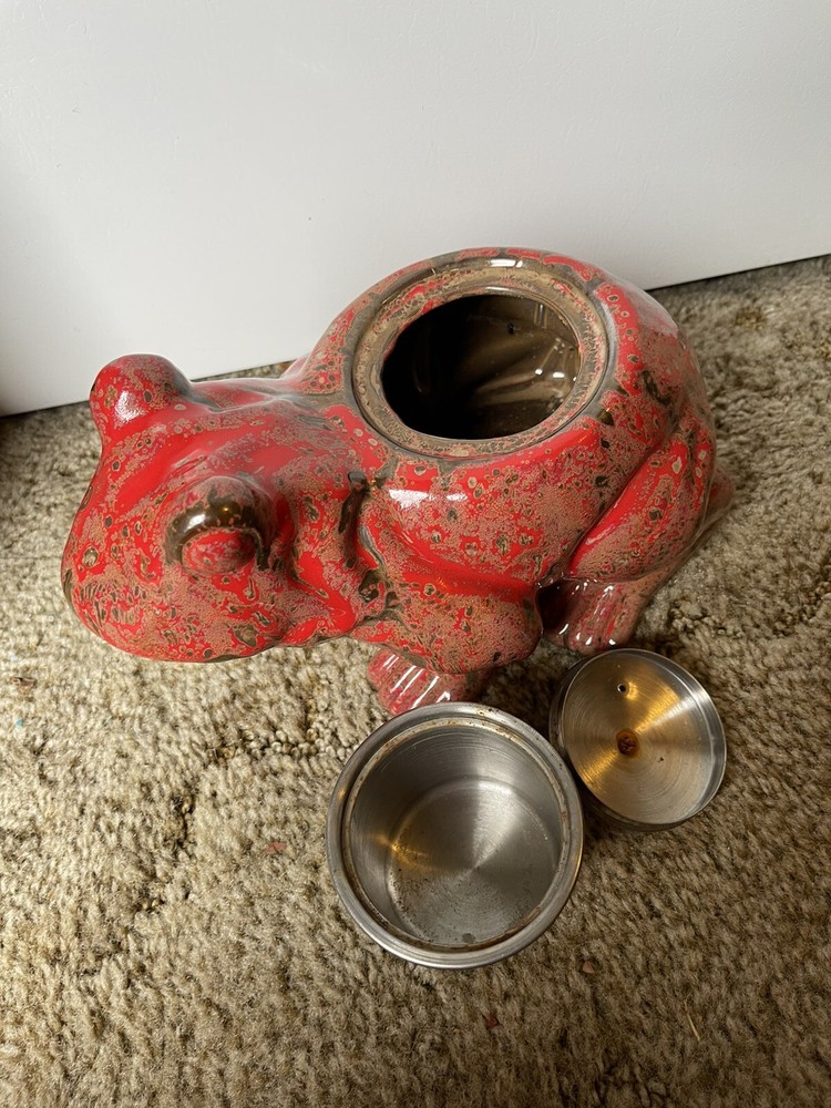 Ceramic Frog - Clean Burn Tabletop Torch - Red & Brown