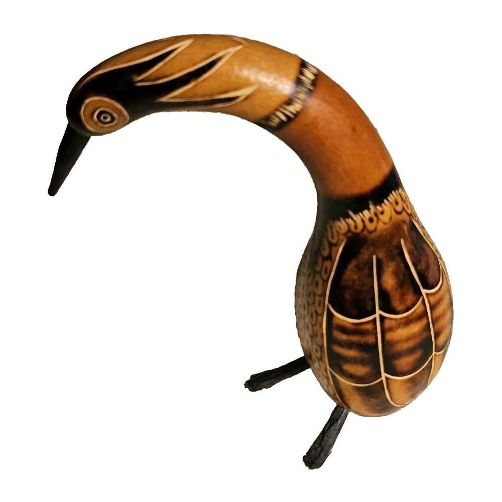 Hand Painted Andean Peruvian  Bird Gourd 5 1/2"