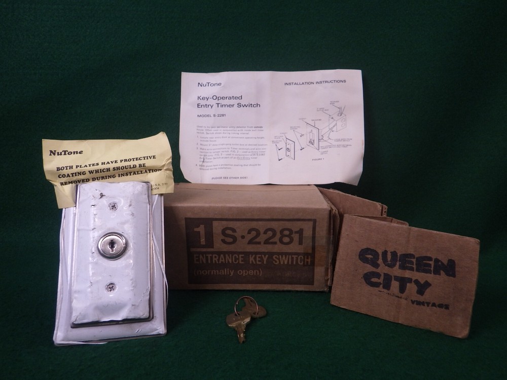 NOS Vintage Nutone S-2281 Key Switch for Security/Alarm System