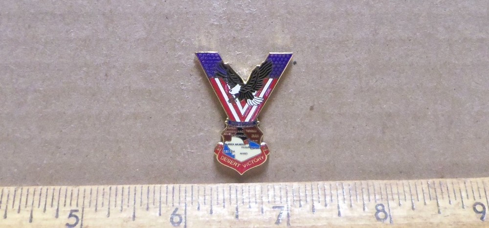 Victory “V” with Eagle - Desert Storm Pin