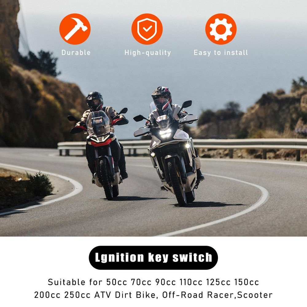 Motorcycle Ignition Switch 4 Wires Replacement for 50cc to 250cc | Key Locking