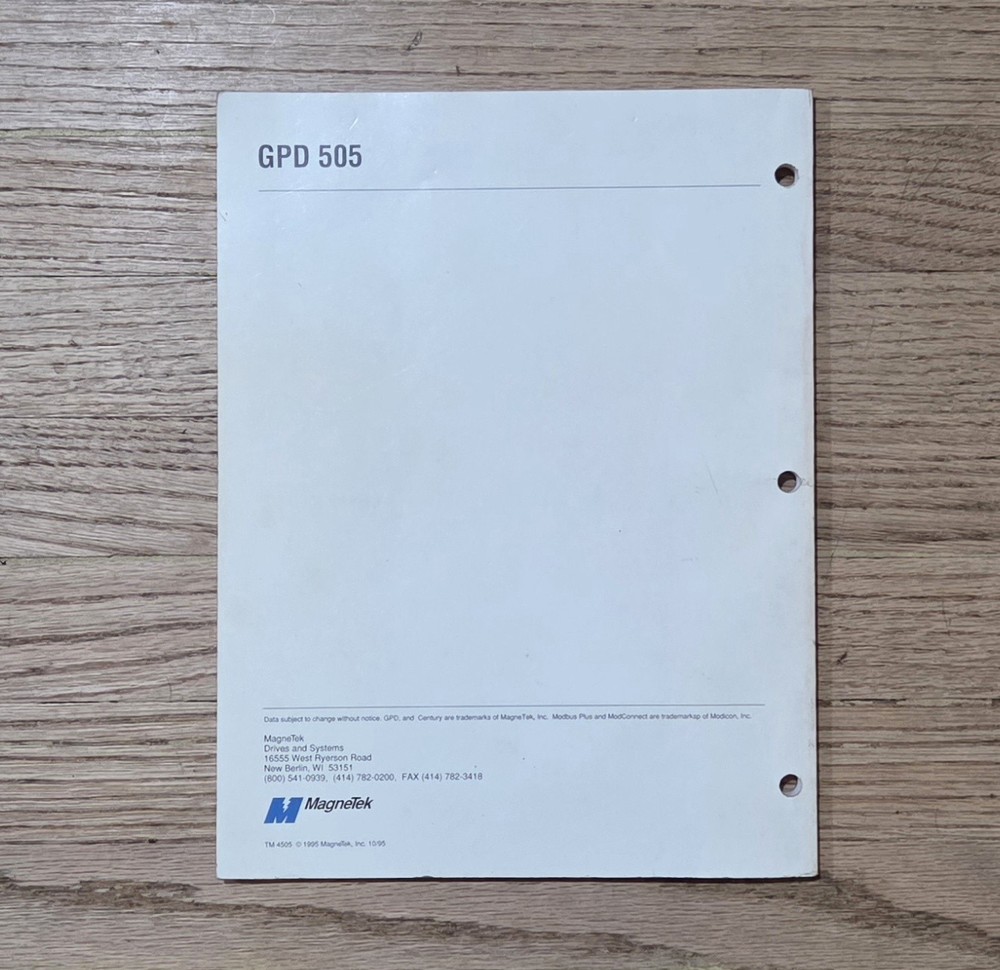 Magnetek GPD 505 Technical Manual 1995