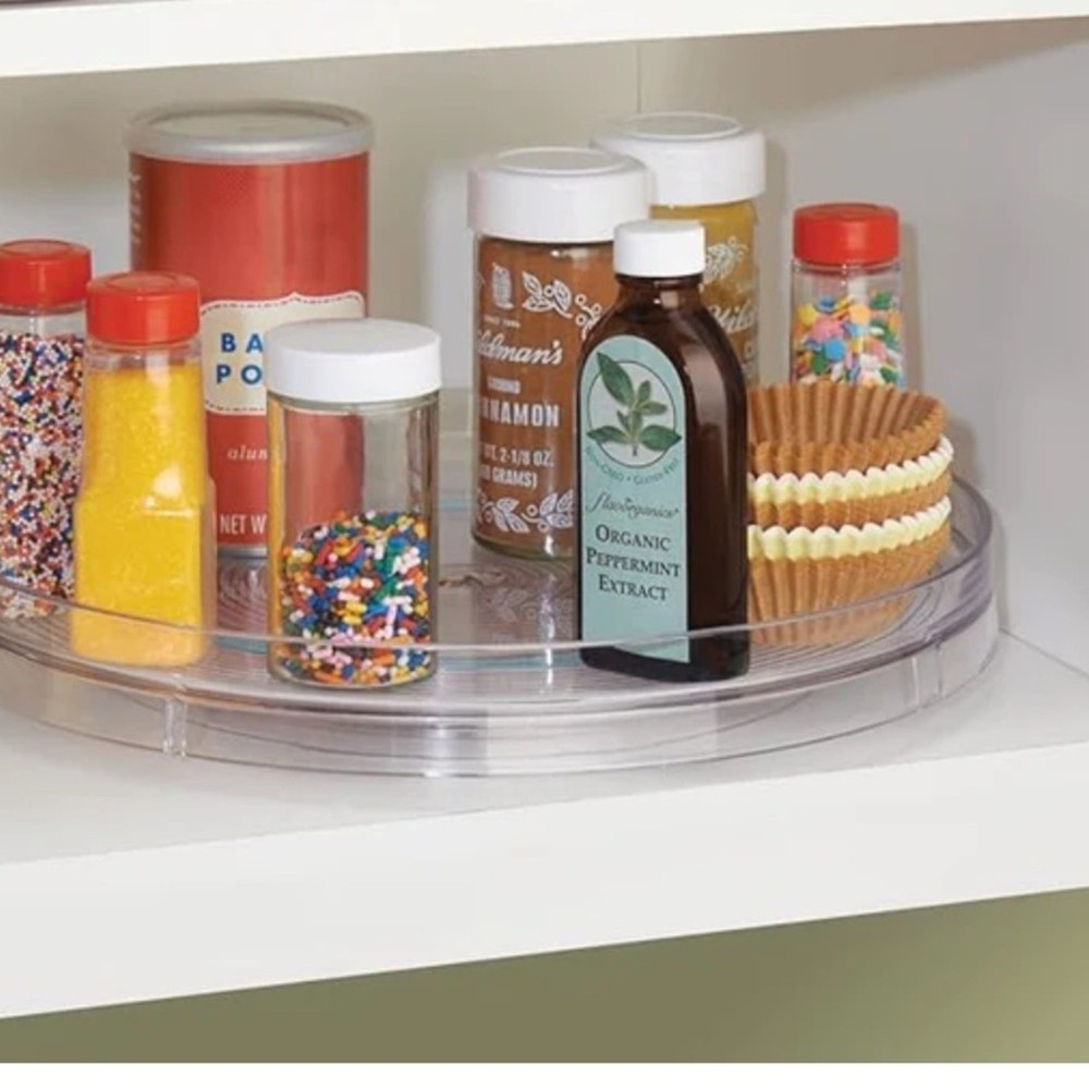 MasterChef Round Plastic Clear Turntable Food Storage Container for Kitchen
