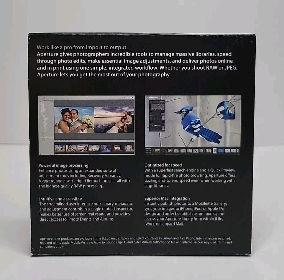 Apple Aperture 2 for Mac Photo Editing w/ Serial Number (missing training disc)