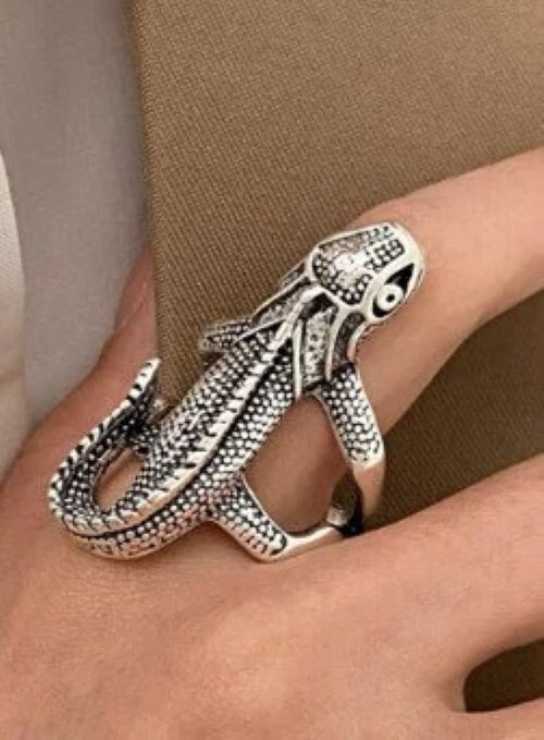 Lizard gecko silver wrap rings
