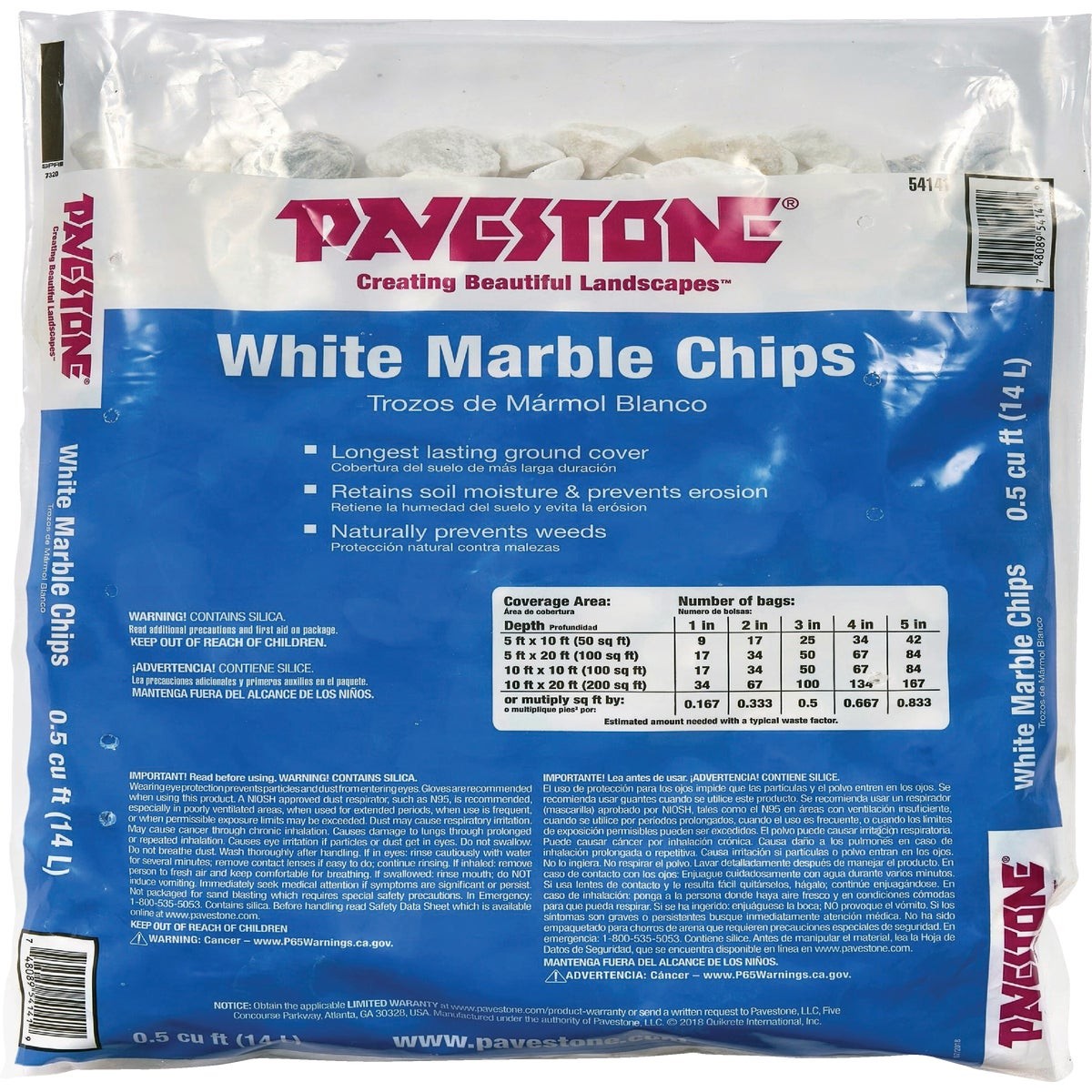 Pavestone 0.5 Cu. Ft. Medium White Marble Chips 54141 Pavestone 54141