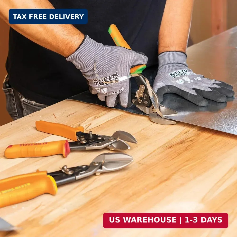 Klein Tools 2402S Straight-Cutting Offset Snips, Aviation Tin Snips with Forged