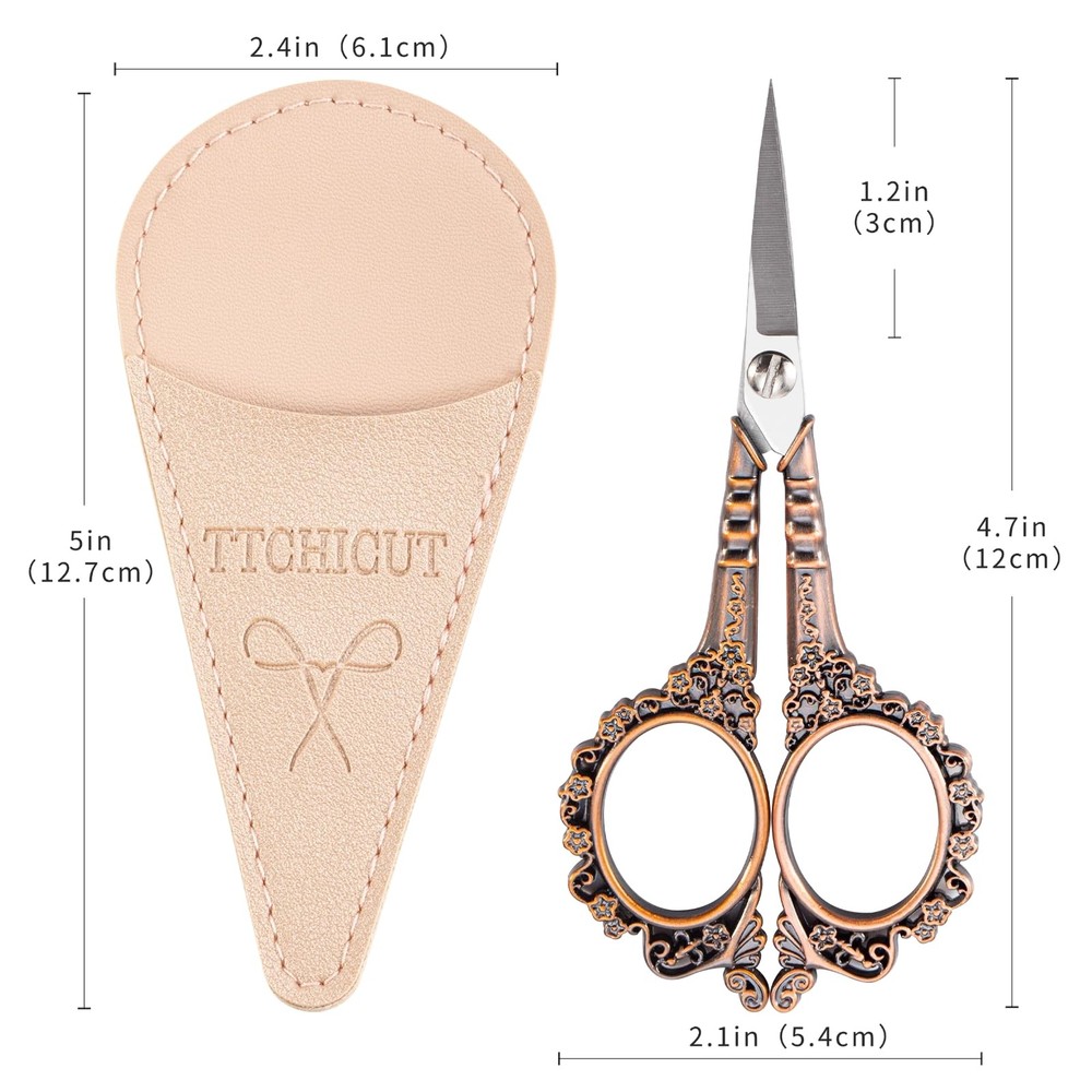 Copper All Purpose Scissors Sharp Sewing Embroidery With Sheath Office