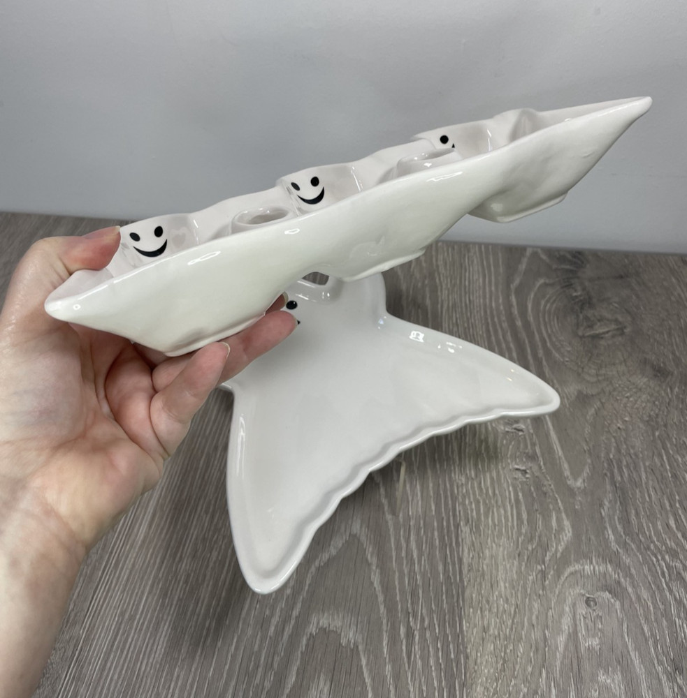 Halloween Ghost Ceramic Serving Dish and Plate Set NEW