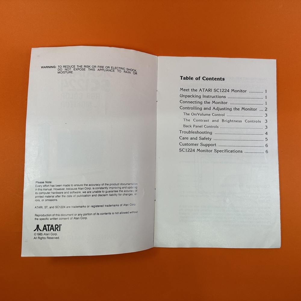 Atari ST Manuals Bundle - SC 1224 Monitor, ST Basic Quick Reference, 1st Word