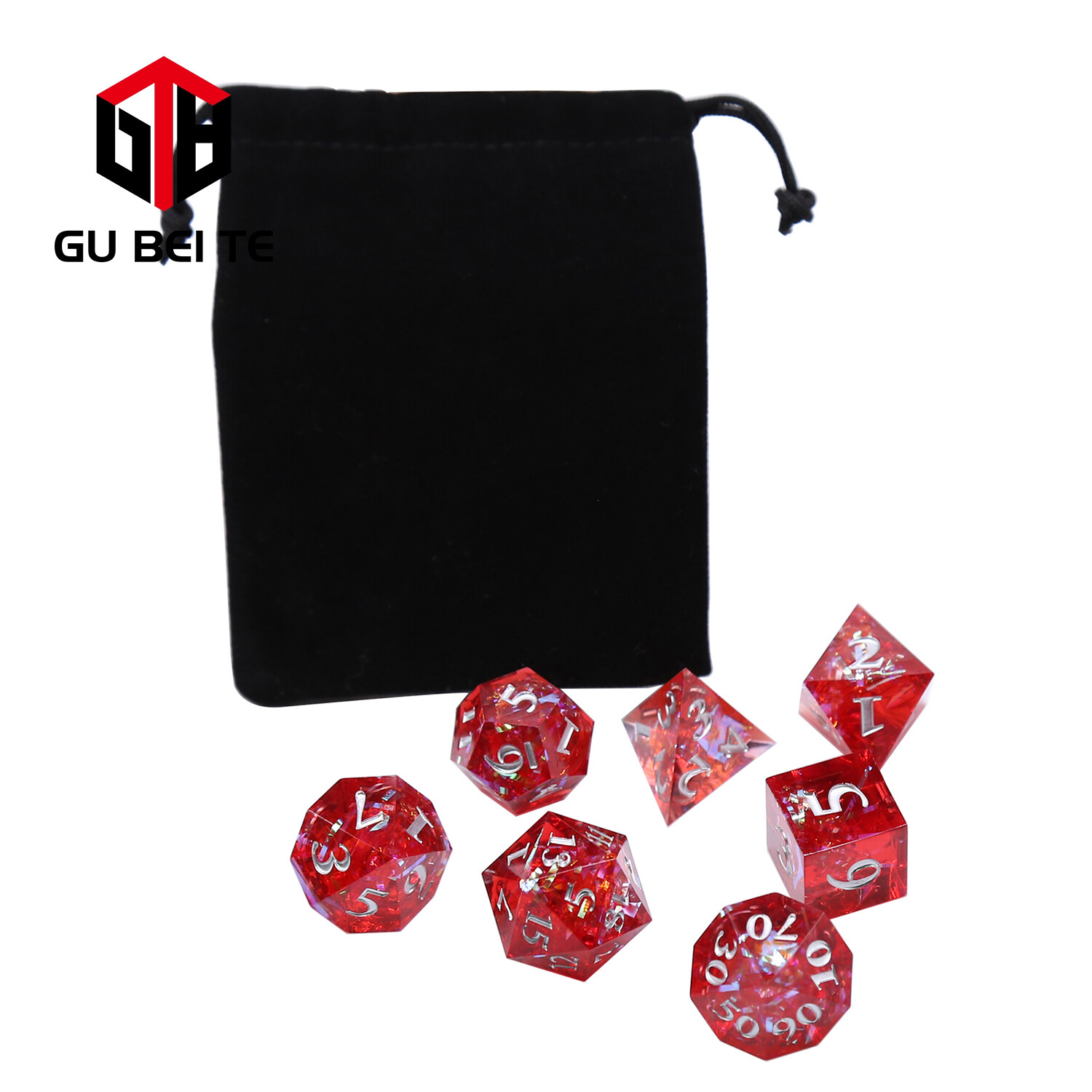 7Pcs DND Dice Set Resin Red Polyhedral Dice D4 D6 D8 D10 D10 D10 D% for Rpg D&D