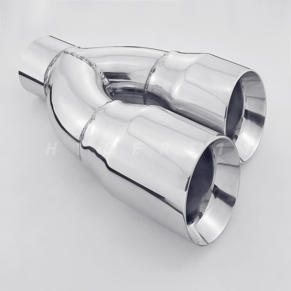3" inlet QUAD 4" Staggered Out Dual Wall Exhaust Tips for Ford Mustang GT 5.0 V8