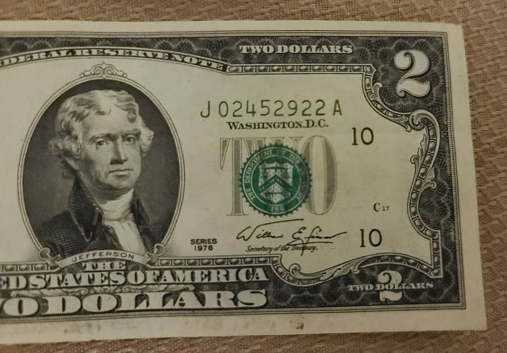 Misaligned 1976 $2 Bill