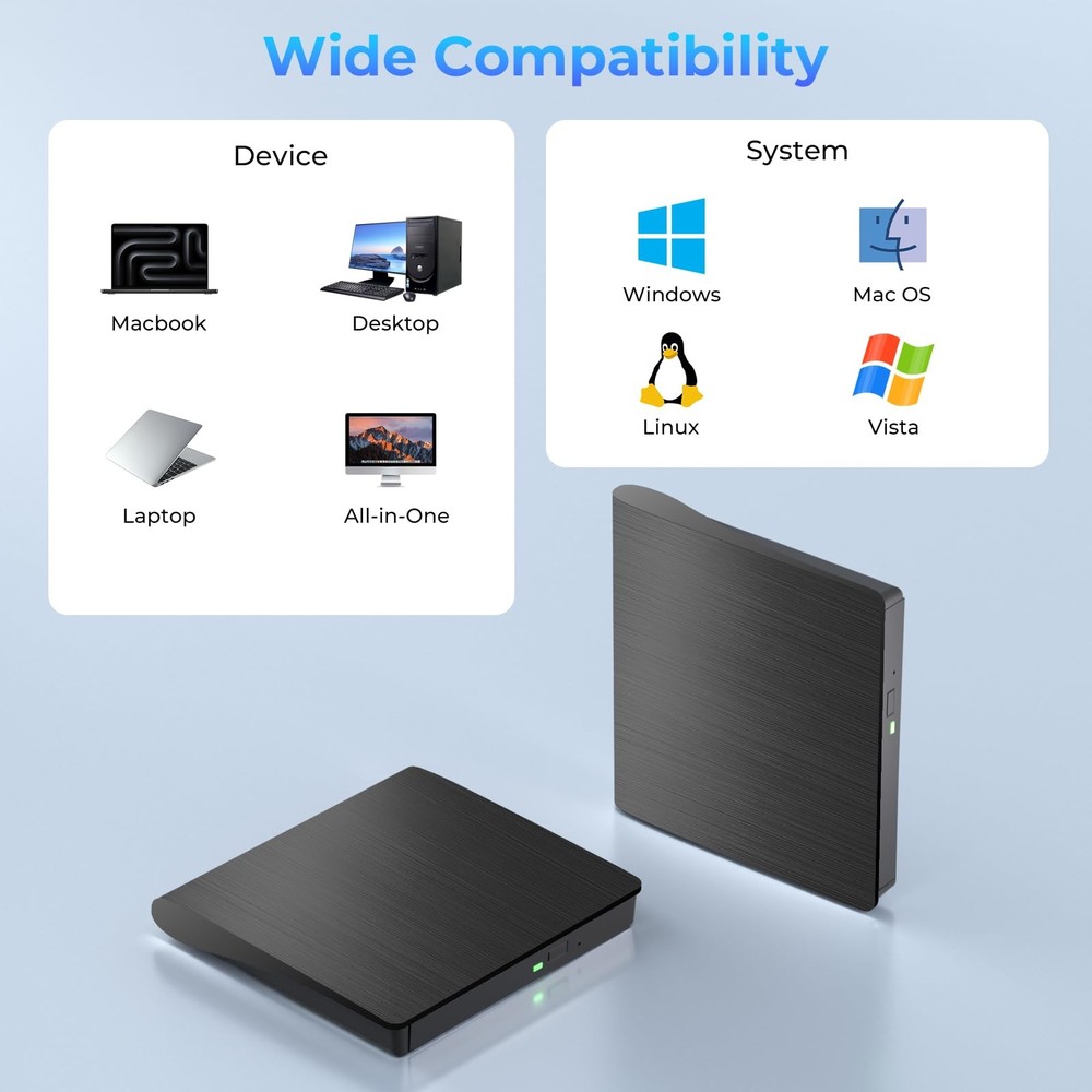 External Blu Ray Drive, Support 50G Disc Read/Write Bluray Drives, Portable...