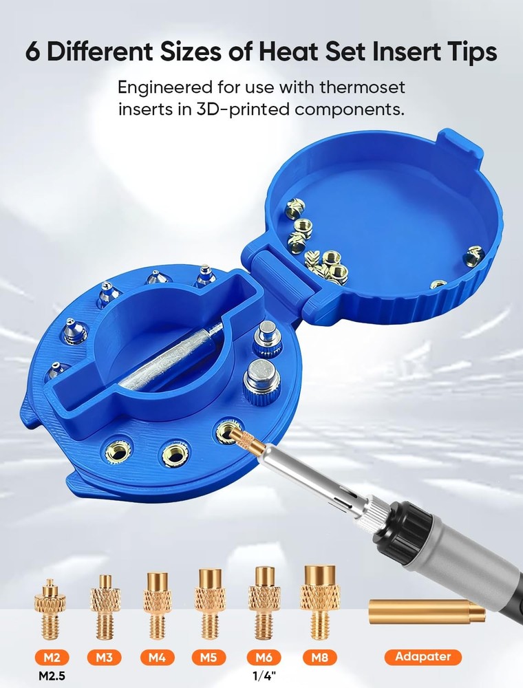 3D Printer Smoothing Tool Kit, 80W Heat Set Insert Tool LCD display Digital S...
