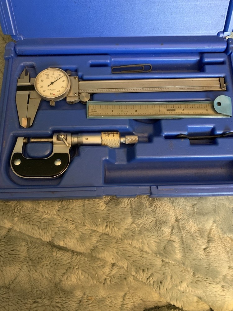Rutland Dial Caliper & Micrometer Set White Dial in Case