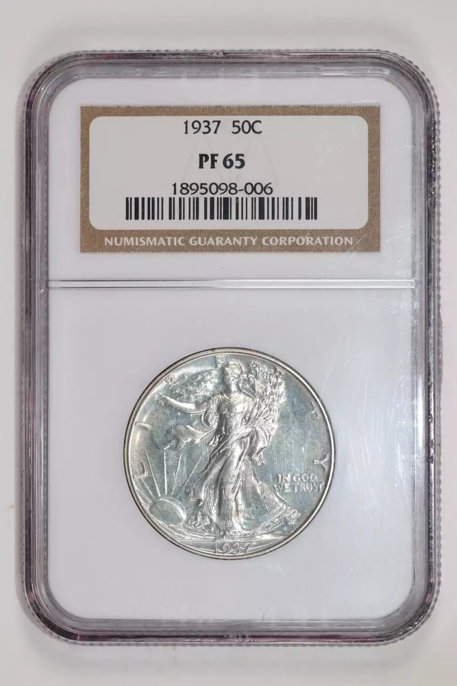 1937 PROOF WALKING LIBERTY HALF DOLLAR NGC PR65