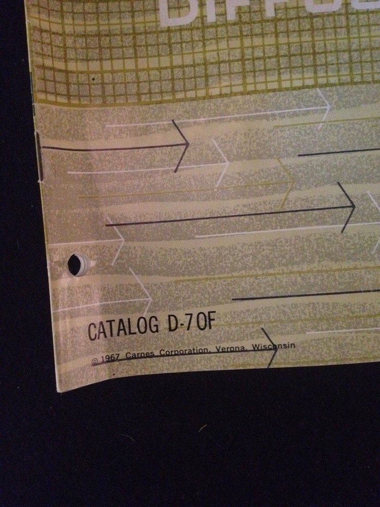 CARNES Square and Rectangular Air Diffusers Catalog D-7OF D-70F 1960's