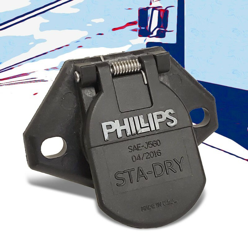 Phillips 16-722 7-Way HeavyDuty STA-DRY 2-Hole Ring Termination Split Pin Socket