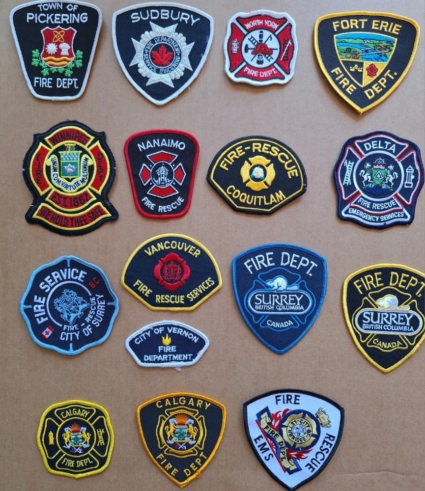 CANADÁ ORIGINAL FIREFIGHTER COLLECTION 16 PATCH BOMBERO PARCHES