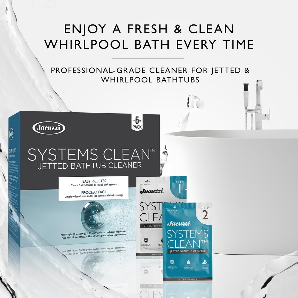 Jacuzzi Systems Cleaner – 2-Step Jetted Bathtub Cleaning Solution, 5-Pack...