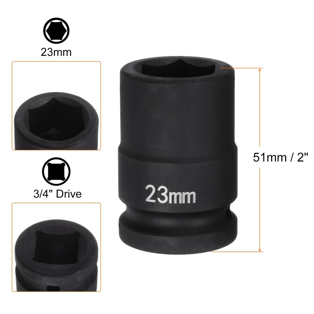 6-Point Impact Socket 3/4" Drive 23mm Metric 40Cr Impact Socket