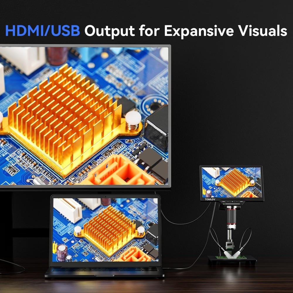 TOMLOV DM202 3K Digital Microscope 10.1" HDMI LCD Microscope, 38MP Coin Micro...
