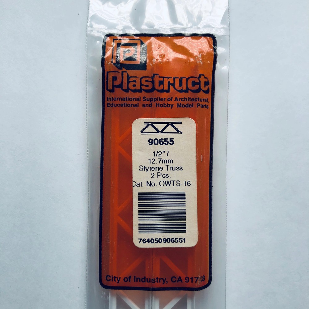 Plastruct 90655 Styrene Open Web Truss 1/2"x 12" (2)
