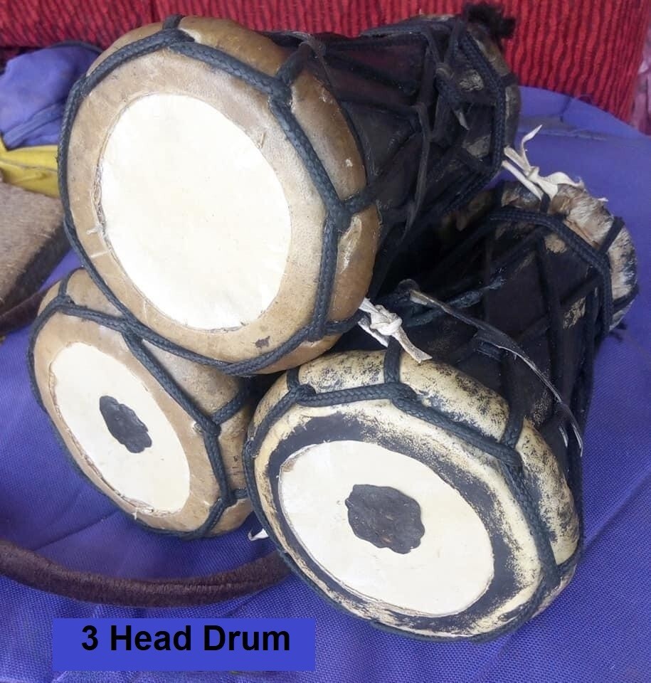Authentic Nigerian Talking Drum Omele-Bata with Sticks (Three Head Drums)