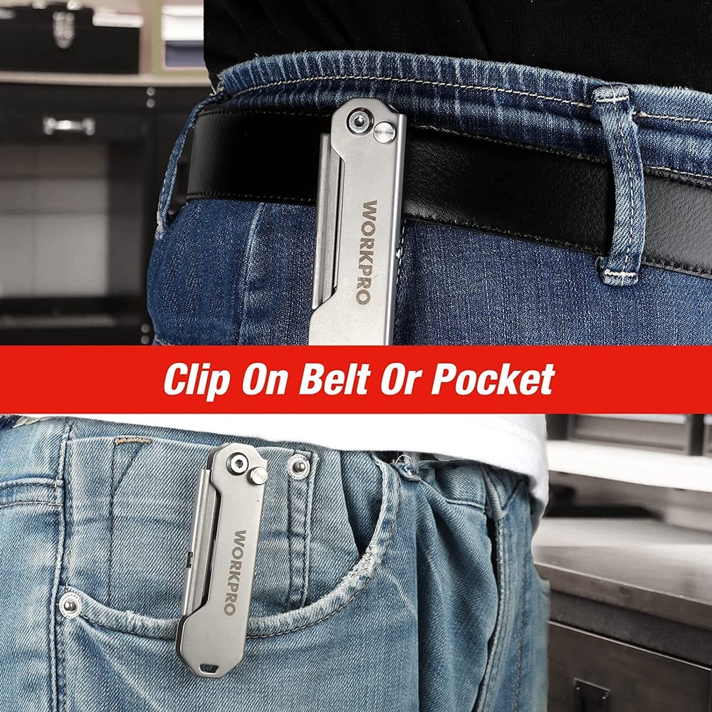 WORKPRO EDC Folding Utility Knife Mini Box Cutter Quick Change Blade Razor Knife