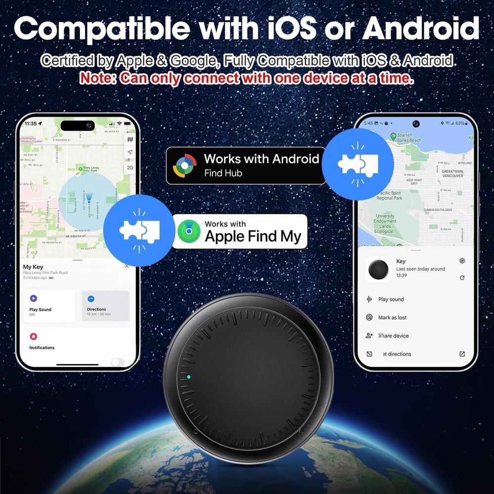 Air Tracker Tags 4 Pack Android and iOS, Bluetooth Tracker Android Tracker Ta...