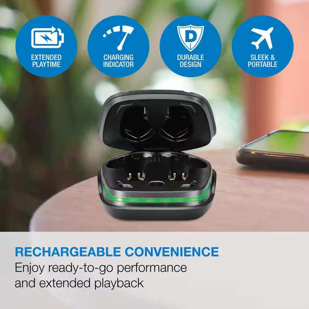 Black Truly Wireless Bluetooth with ENC, Supports Siri, Google Voice Assistants