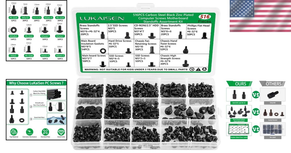 Complete 516PCS Screw Set for Motherboard & PC Assembly - High Quality & Durable
