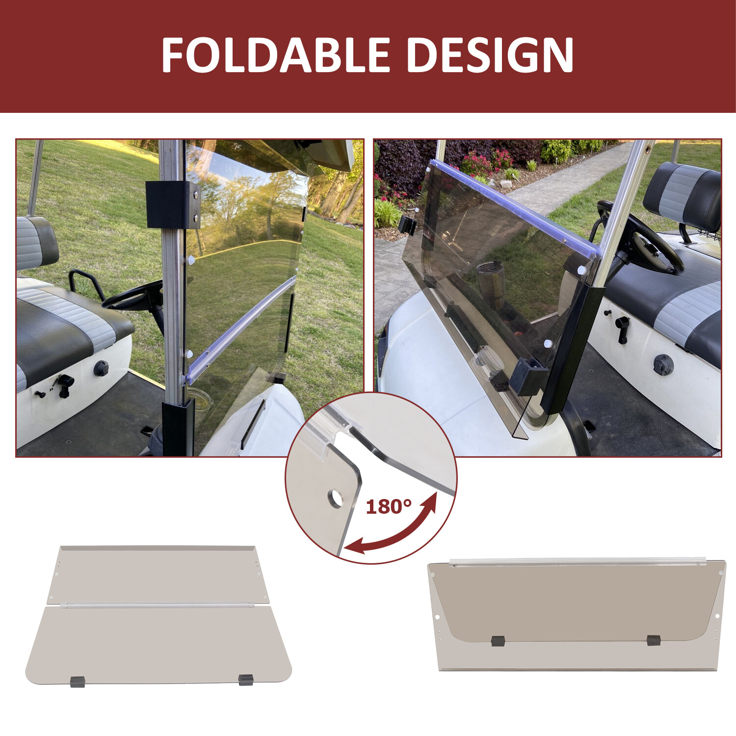 Golf Cart Folding Tined Windshield Windscreen For Yamaha G14 G16 G19 1995-2003