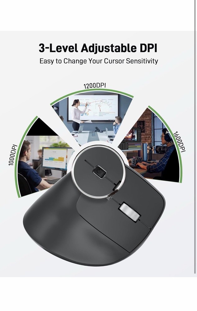 Acer Ergonomic Mouse Wireless, Adjustable DPI Vertical Mouse 1000/1200/1600