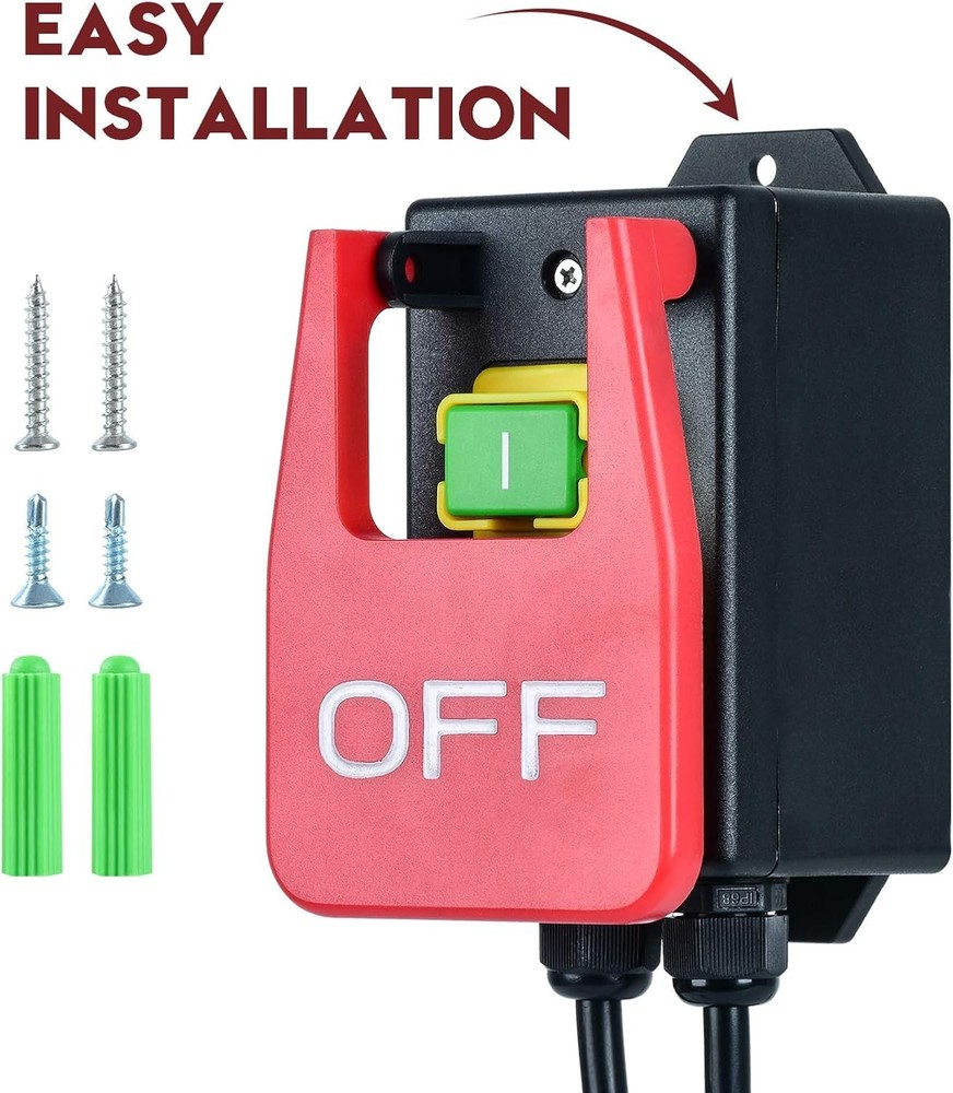 Durable 110V Kill Switch with Large Stop Paddle - Ideal for Workshop Safety