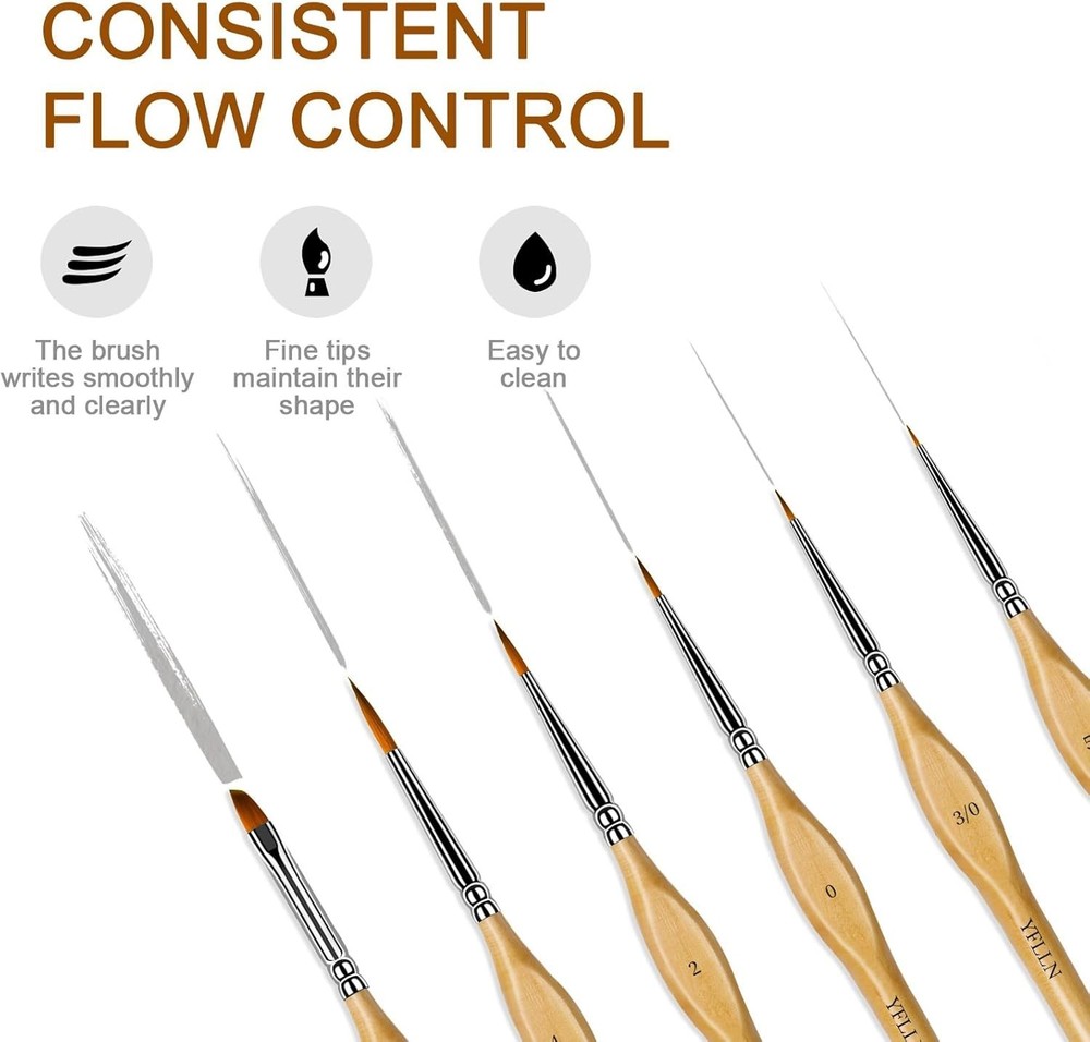 6Pcs Miniature Paint Brushes Set with Triangular Handles - for Acrylics, Oils...
