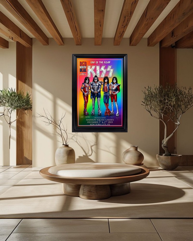 KISS END OF THE ROAD FINAL SHOW POSTERS NYC 2023 framed Numbered Poster