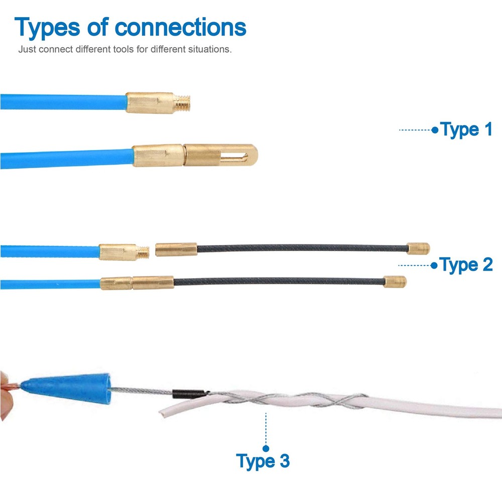 66 FT Fish Tape Wire Puller Through Wall Electrical Pull Push Kit Tool