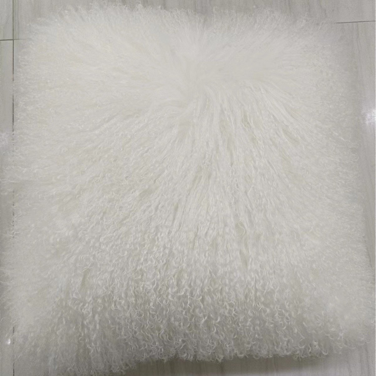 Real Mongolian Lamb Wool Cushion Cover White Black Curly Fur Pillowcase 16"-18"