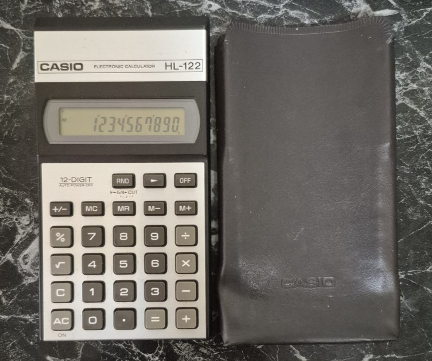 Vintage CASIO Calculator HL-122 12-Digit Battery Powered Tested Made Japan 1986