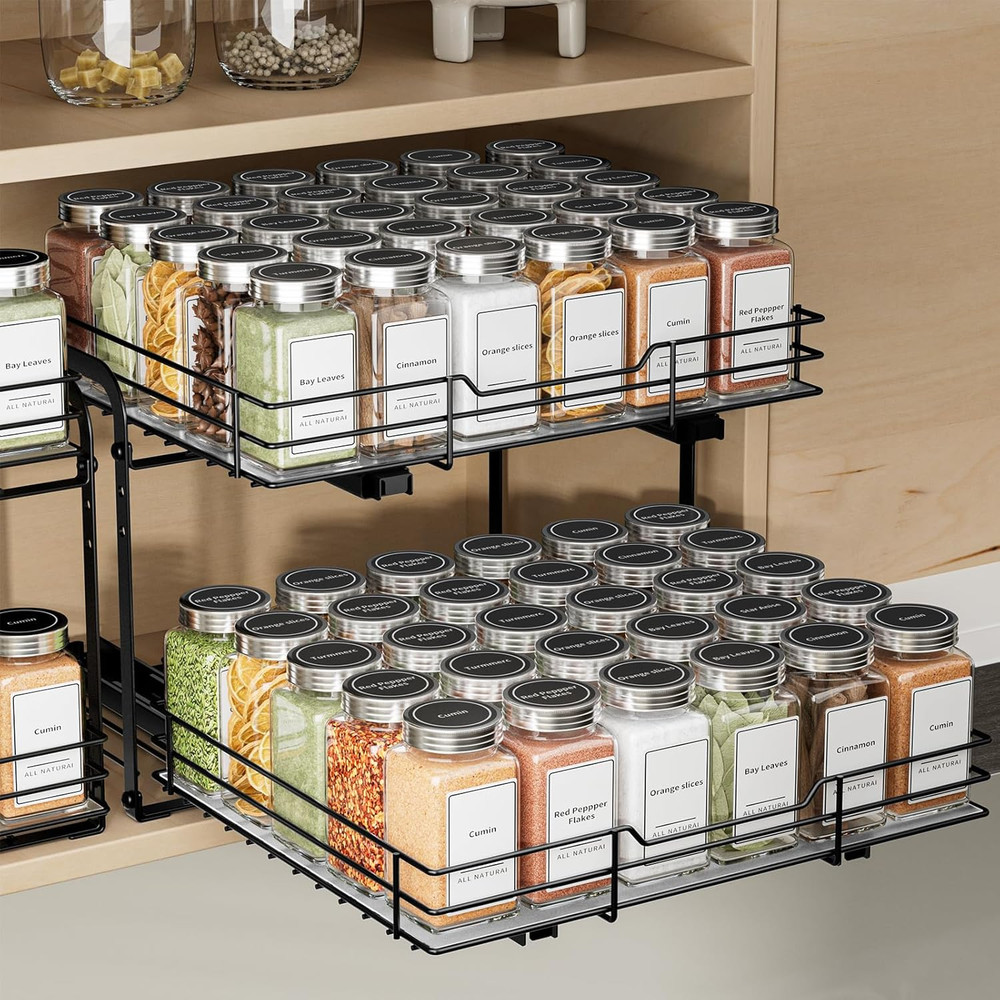 2-Tier Pull Out Spice Rack, Spice Rack Organizer, Pull Out Spice Racks for insid