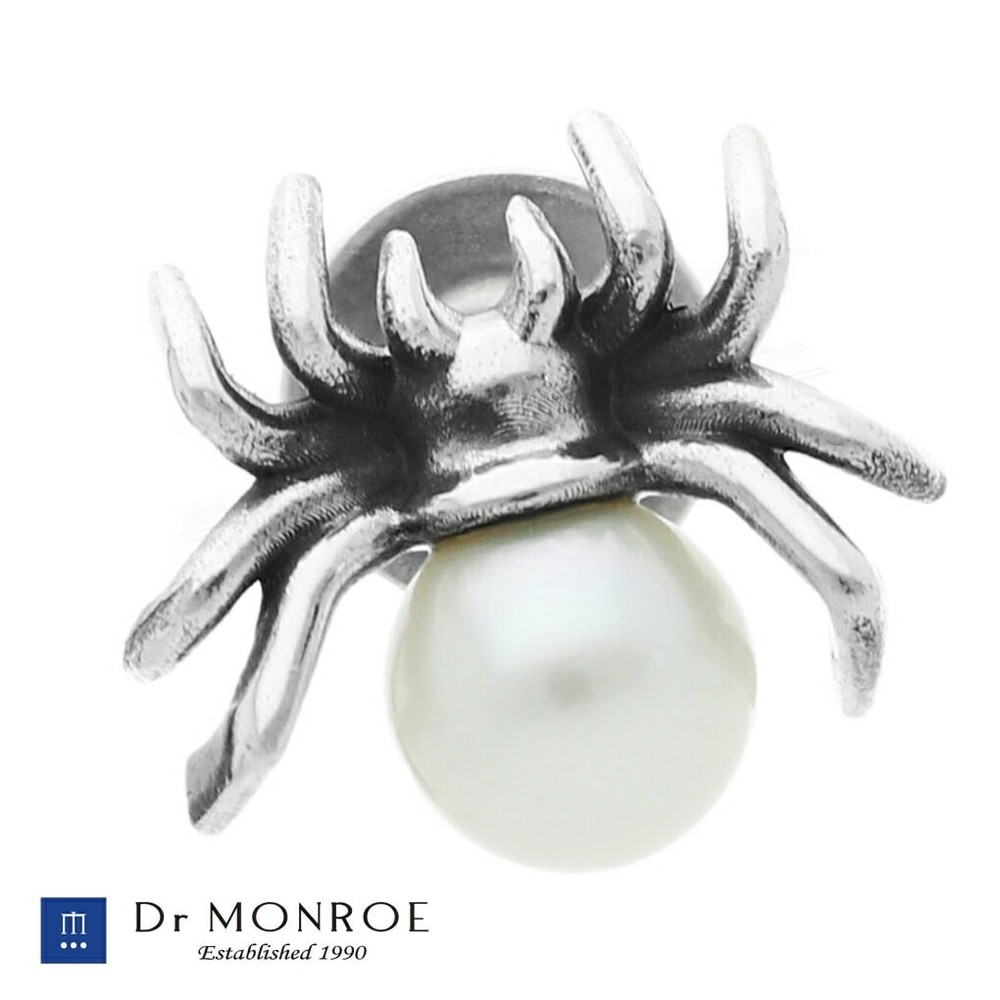Dr MONROE Sterling Silver 925 Pearl Spider Stud Earring (Single)