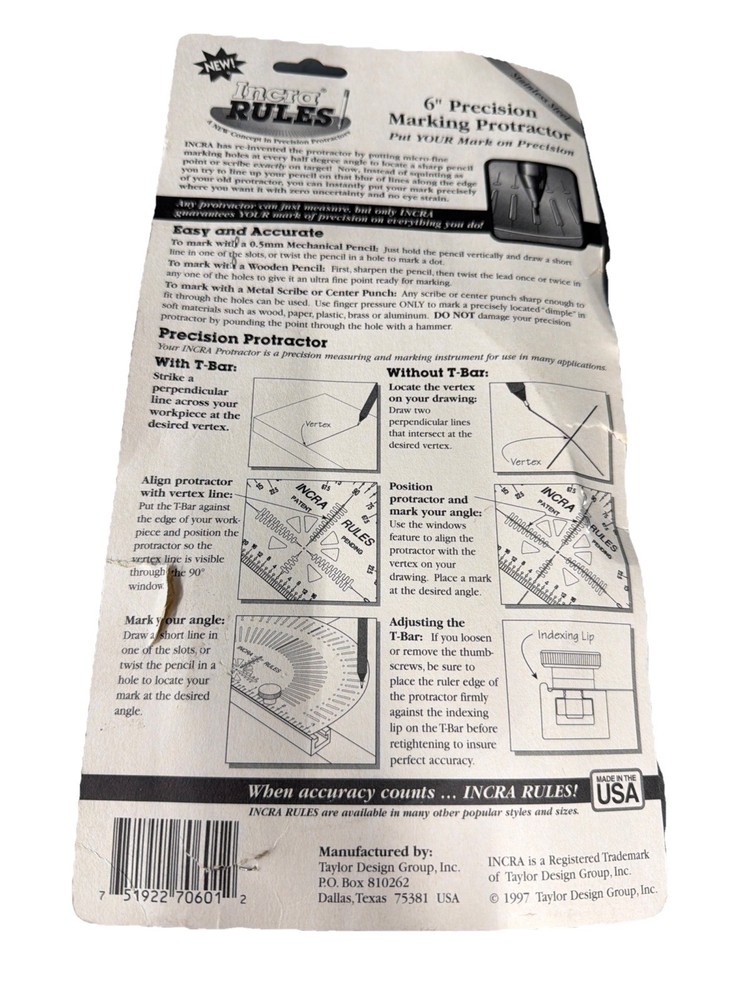 INCRA Precision Marking Protractor. (Eb2 Bin38)