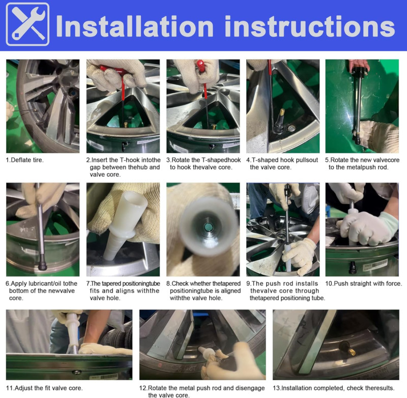 Quick Change Tire Valve Tool Kit , Tire Valve Stem Core Quickly Replacement Tool