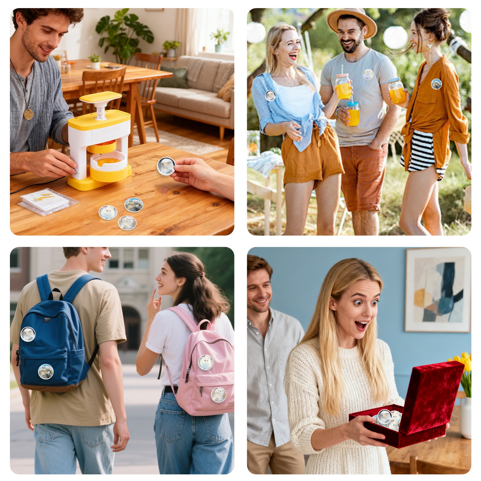 Pin Badge Maker Machine Press Kit with 48 Images No-Mount Design for DIY Crafts