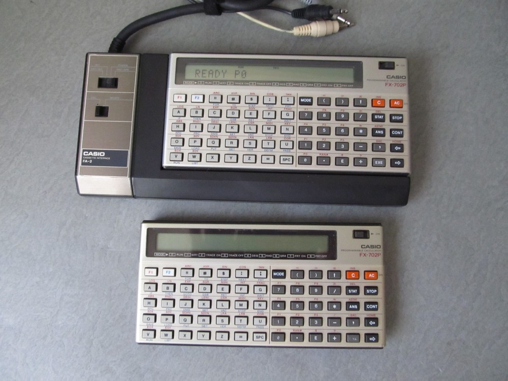 2x Casio FX-702P Programmable Calculator w/FA-2 Cassette Interface & FP-10 Print