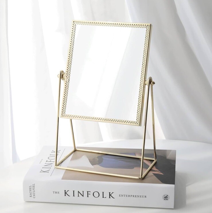 LONGSHENG - Makeup Mirror Single Sided Cosmetic Mirror Rectangle - Gold