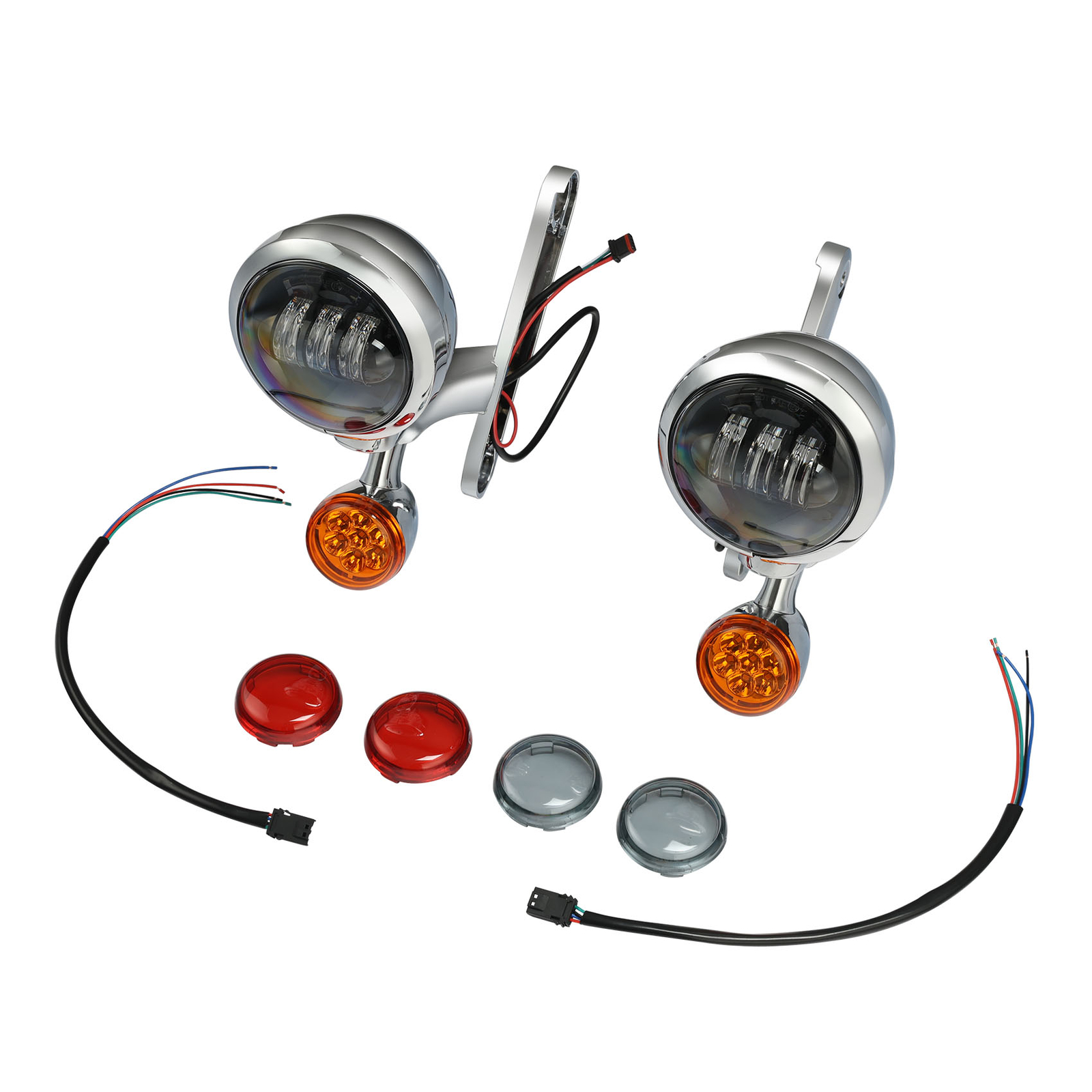 4.5"Auxiliary LED Fog Light Bracket Turn Signal Fit For Harley FLHX Models 14-Up