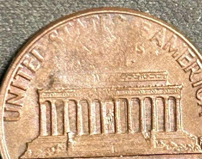 1973 D Lincoln Cent Struck Through Grease Reverse.